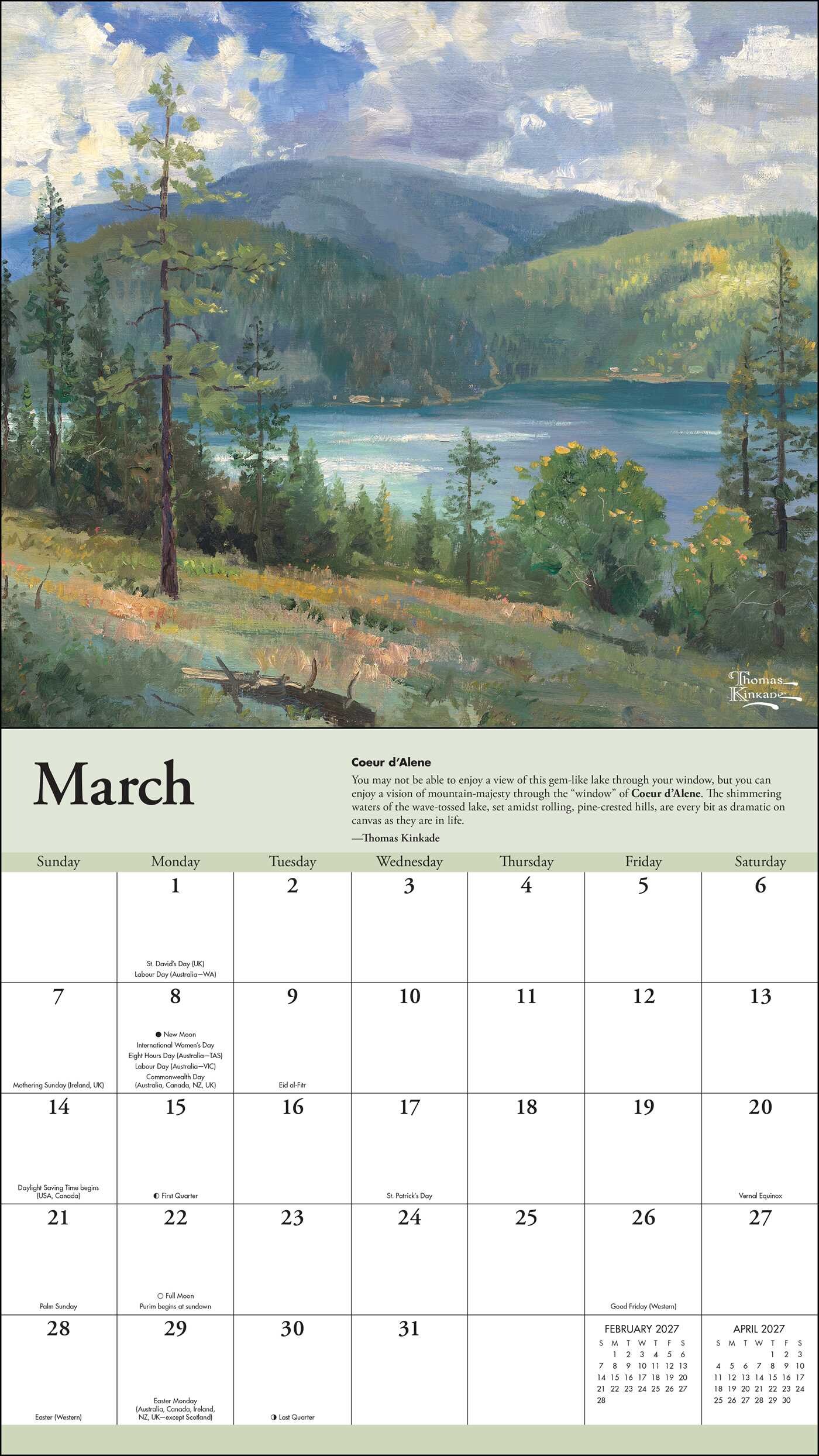 Thomas Kinkade Travels 2027 Deluxe Wall Calendar