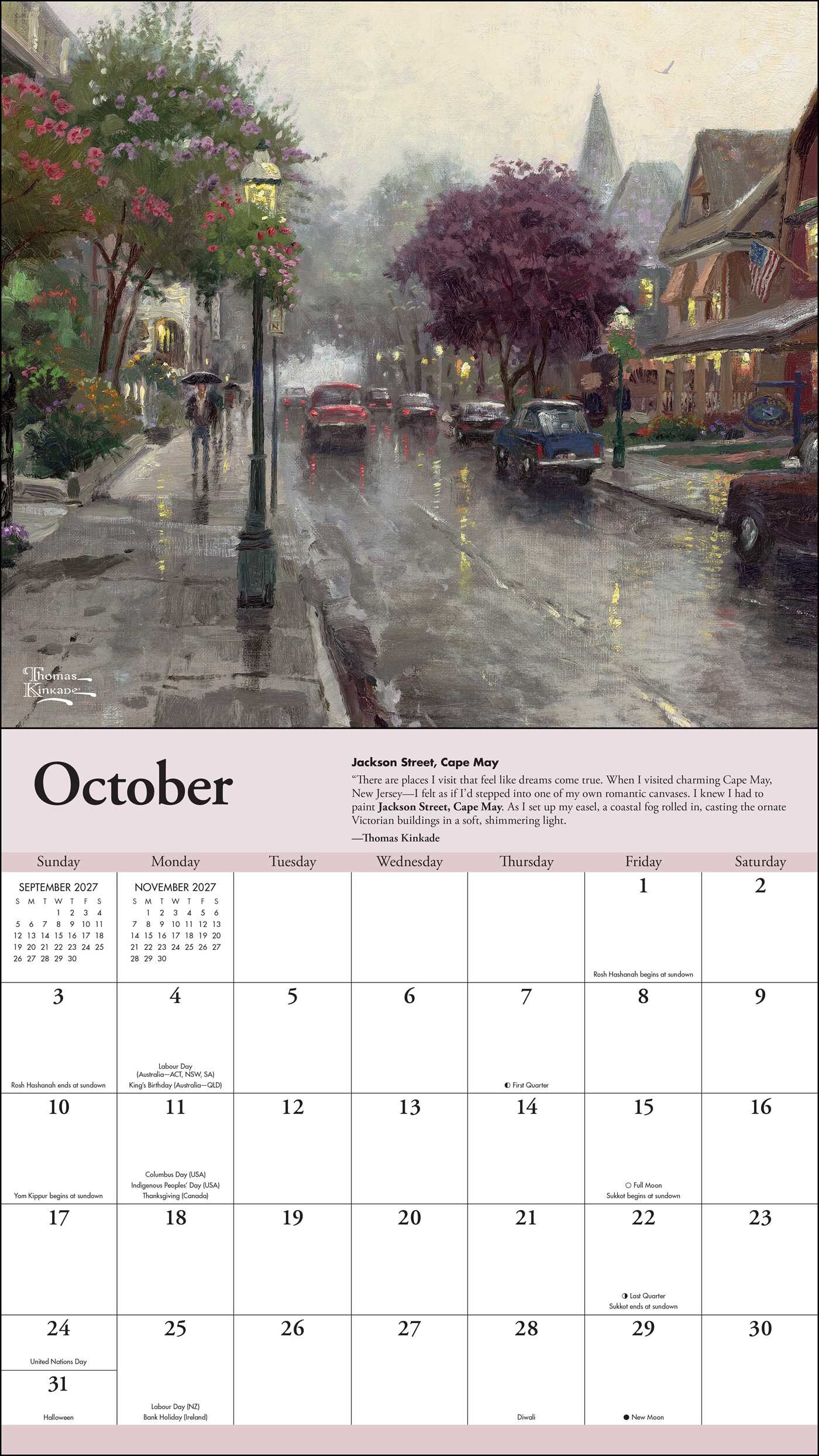 Thomas Kinkade Travels 2027 Deluxe Wall Calendar