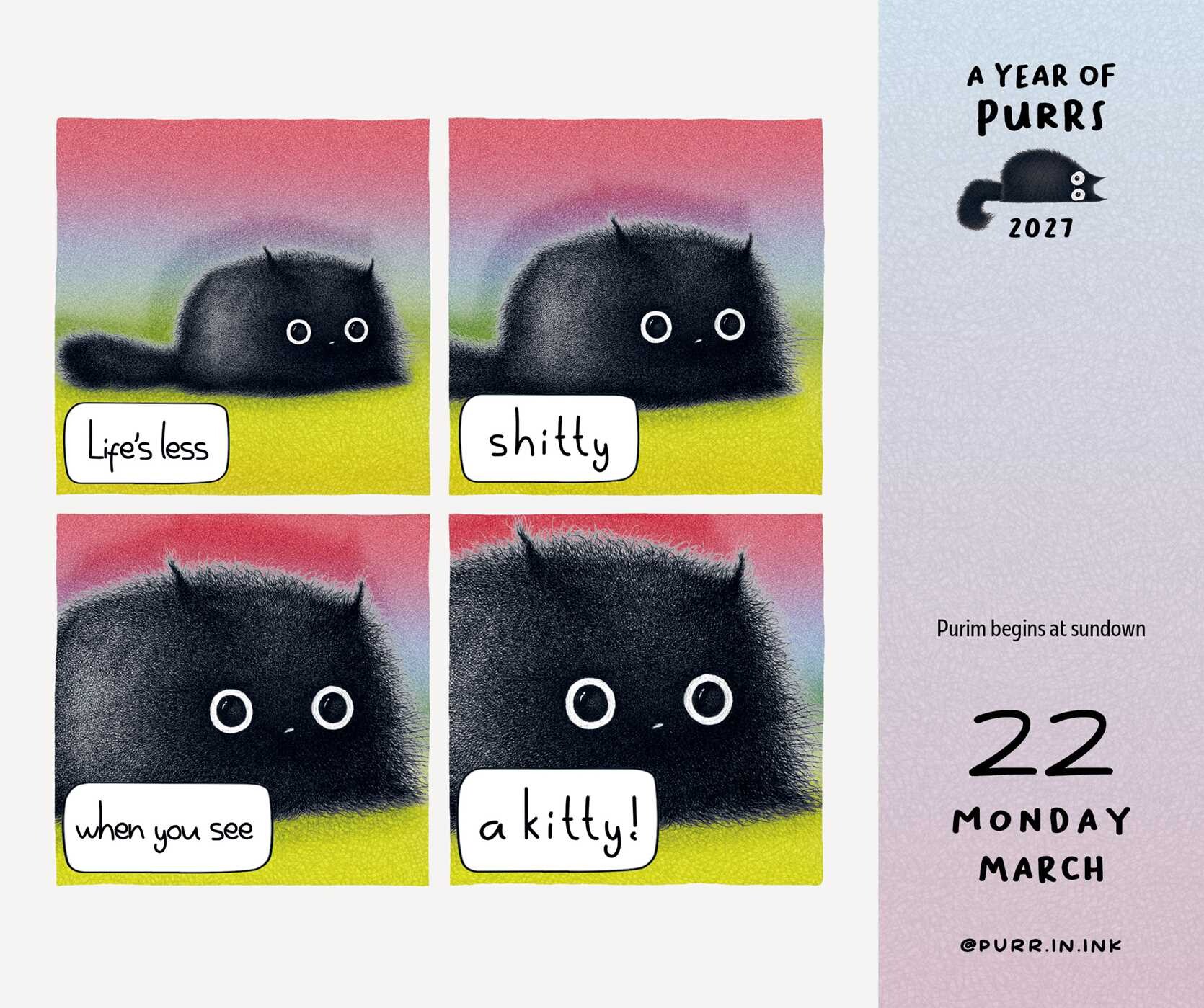 Year of Purrs 2027 Day-to-Day Calendar