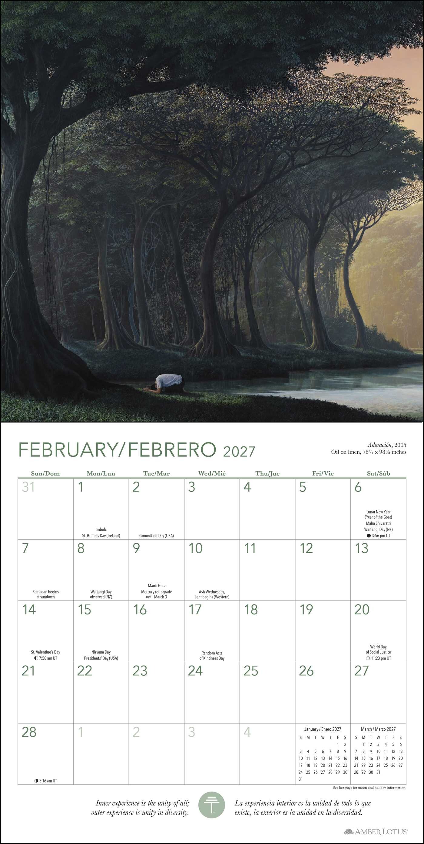Forest Meditations 2027 Wall Calendar / Meditaciones del Bosque 2027 Calendario
