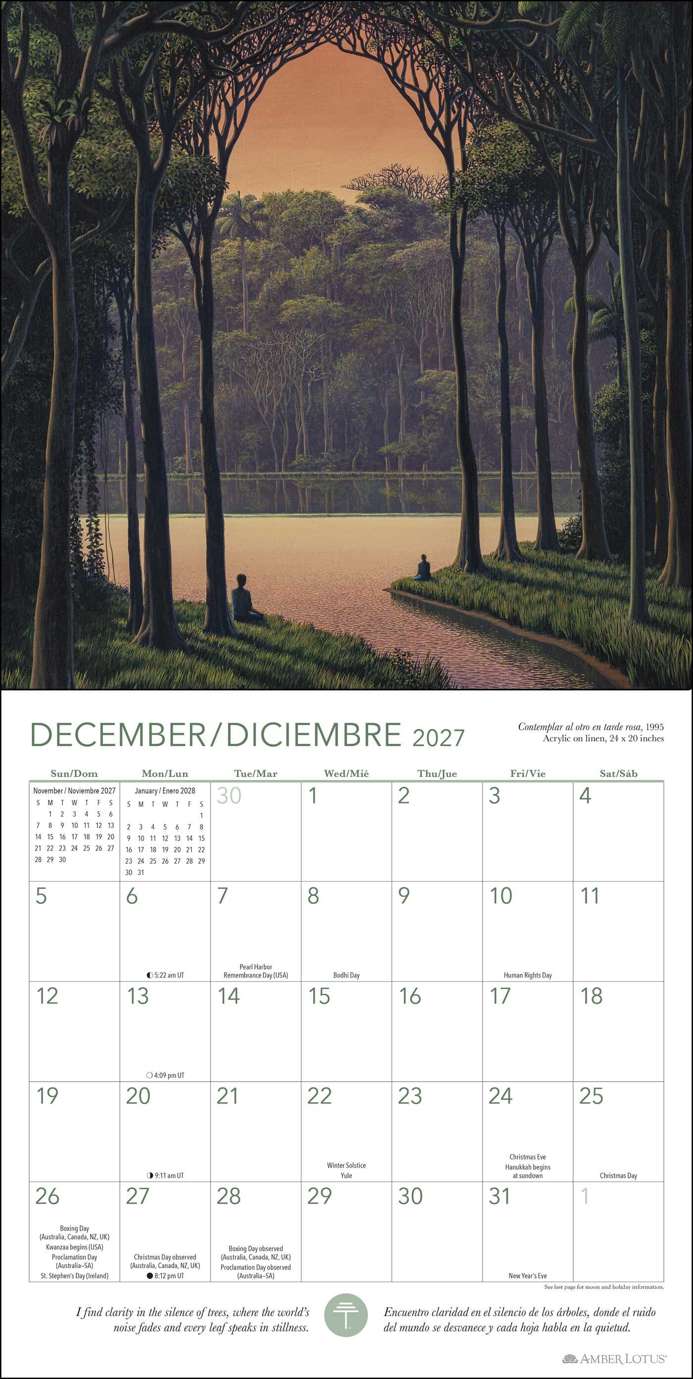 Forest Meditations 2027 Wall Calendar / Meditaciones del Bosque 2027 Calendario