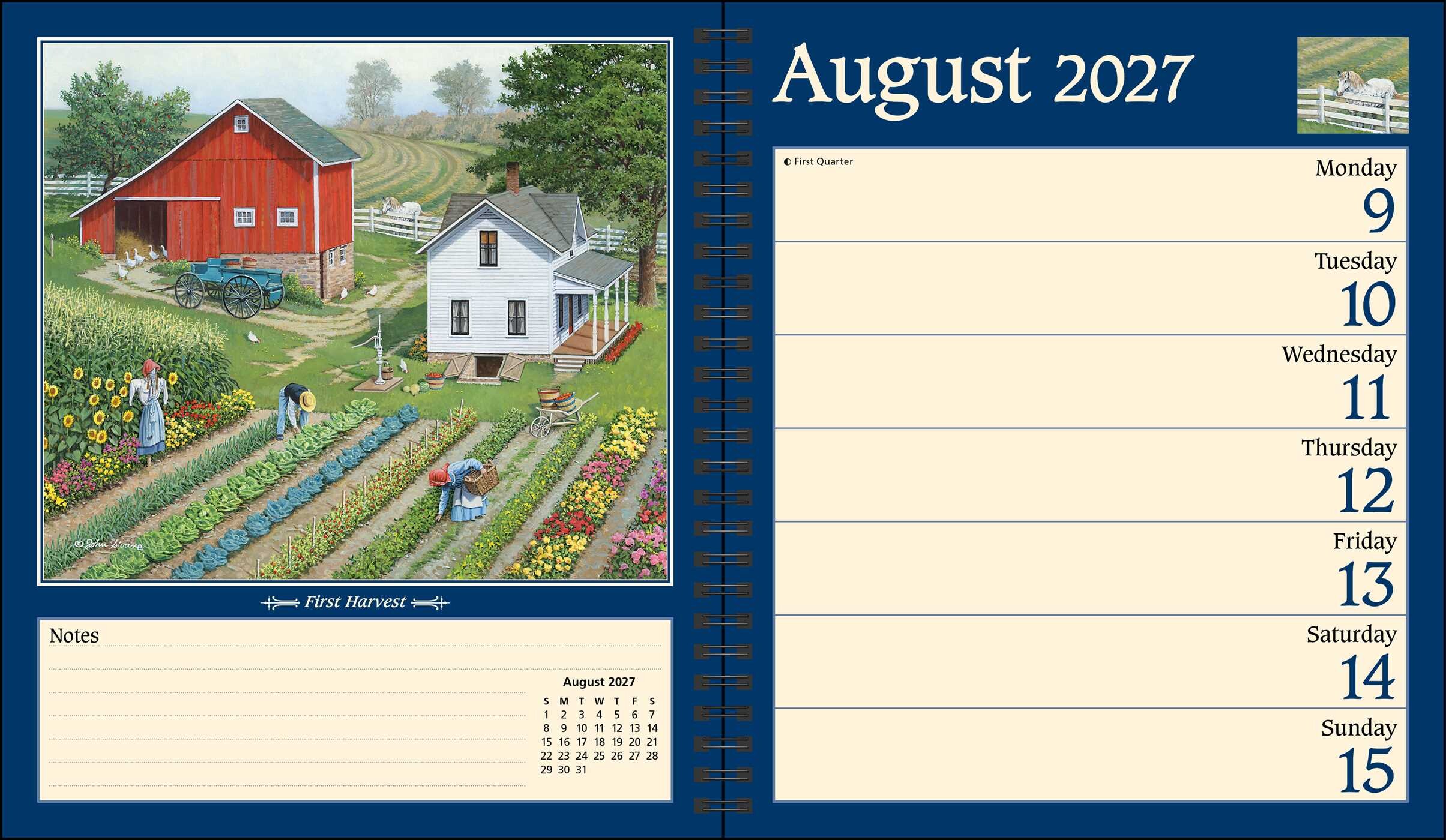 John Sloane's Country Seasons® 12-Month 2027 Monthly/Weekly Planner Calendar