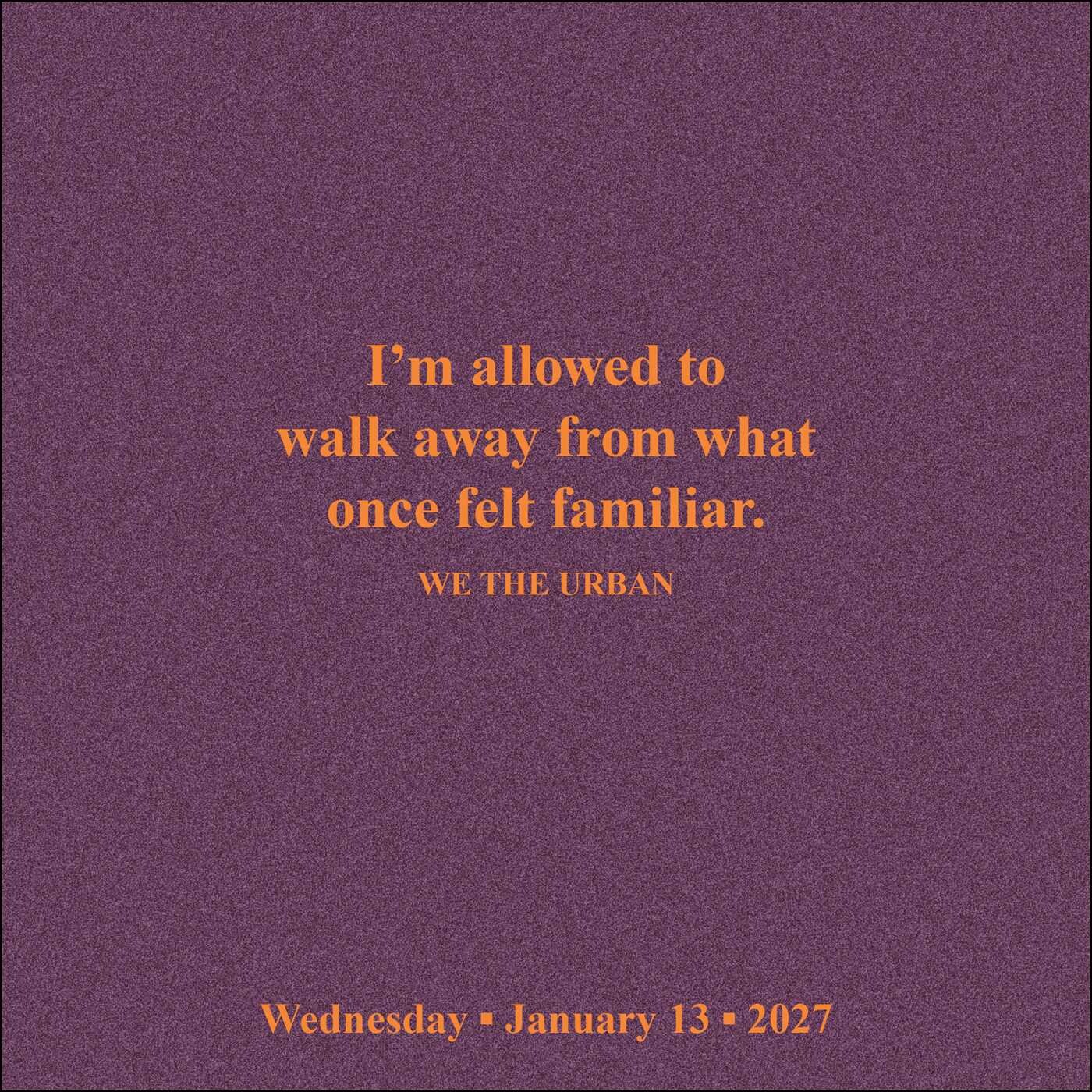 We the Urban 2027 Day-to-Day Calendar