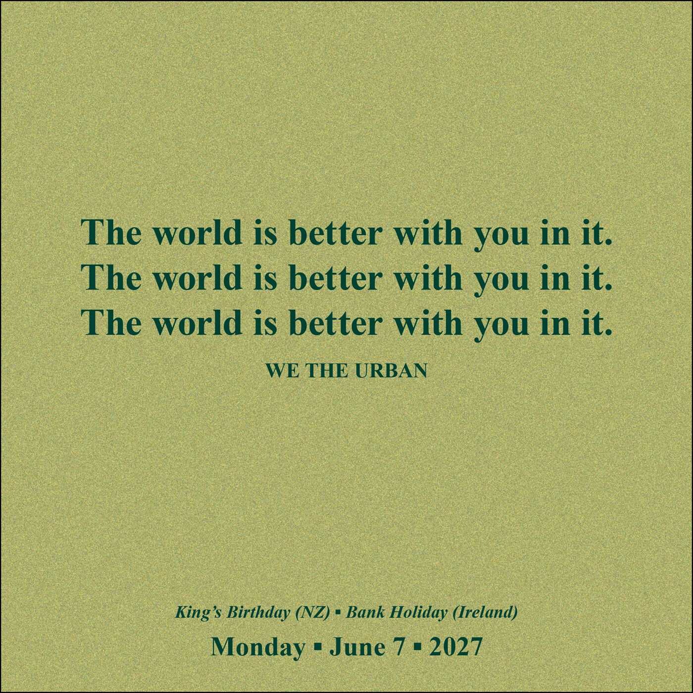 We the Urban 2027 Day-to-Day Calendar
