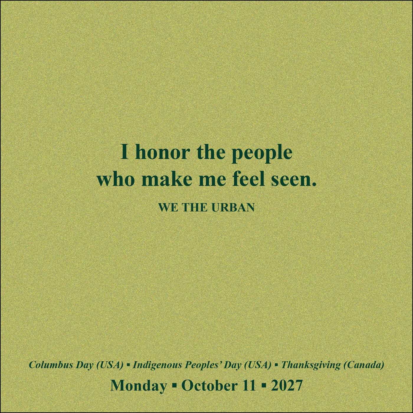 We the Urban 2027 Day-to-Day Calendar