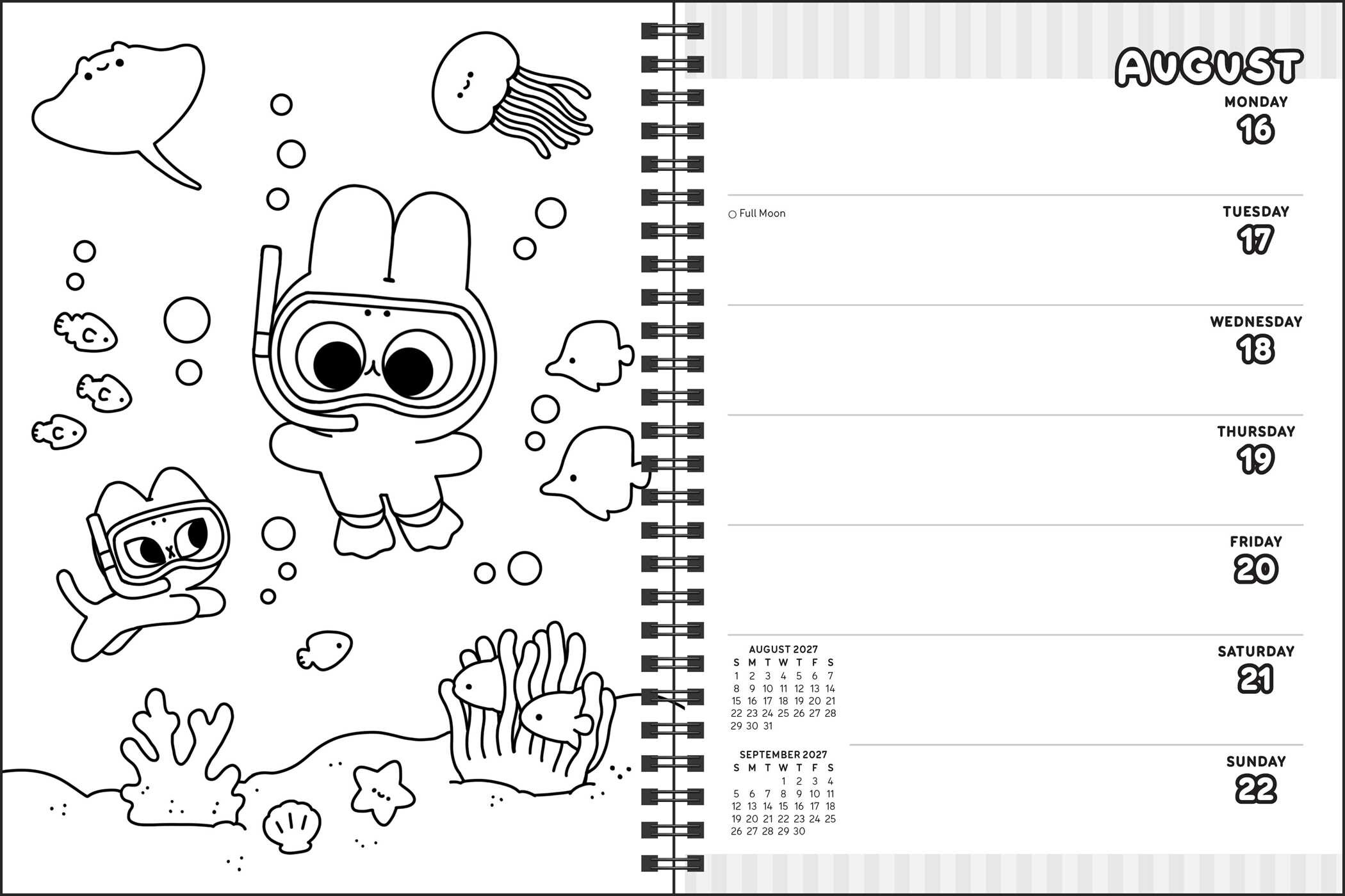 Pocket Peaches 2027 Monthly/Weekly Coloring Planner with Stickers to Color
