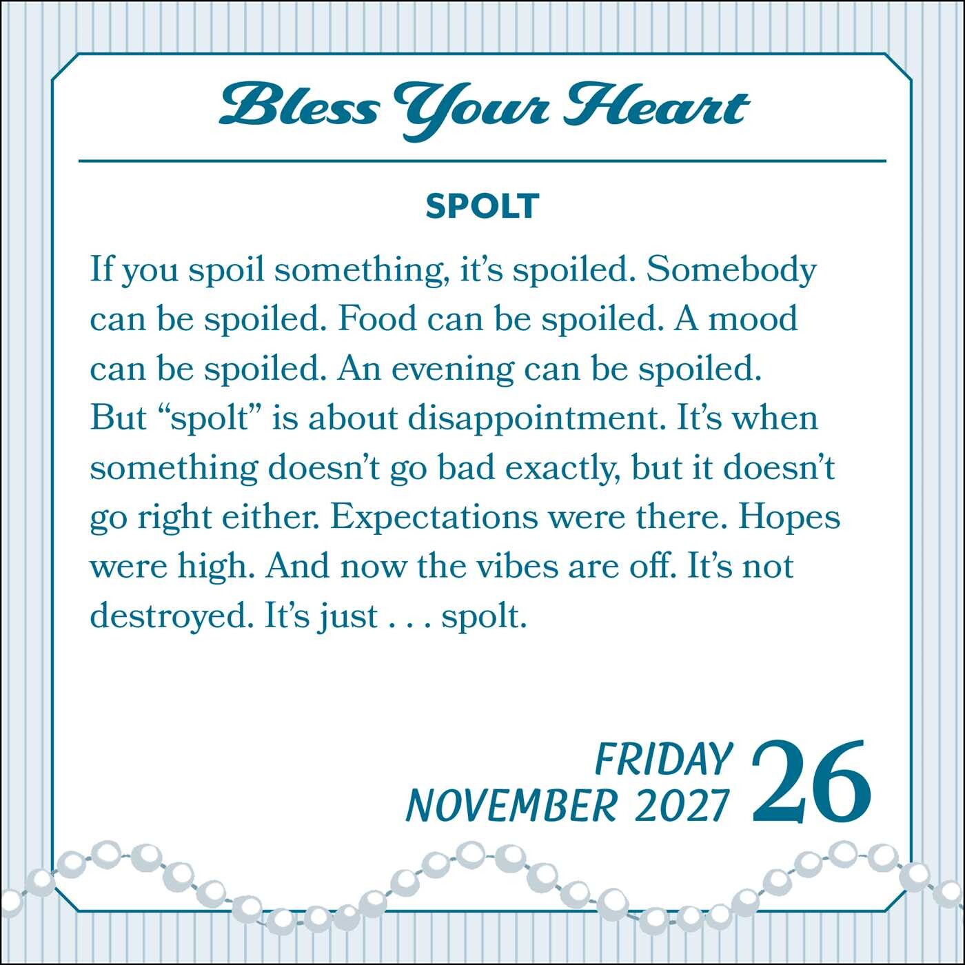 Bless Your Heart 2027 Day-to-Day Calendar