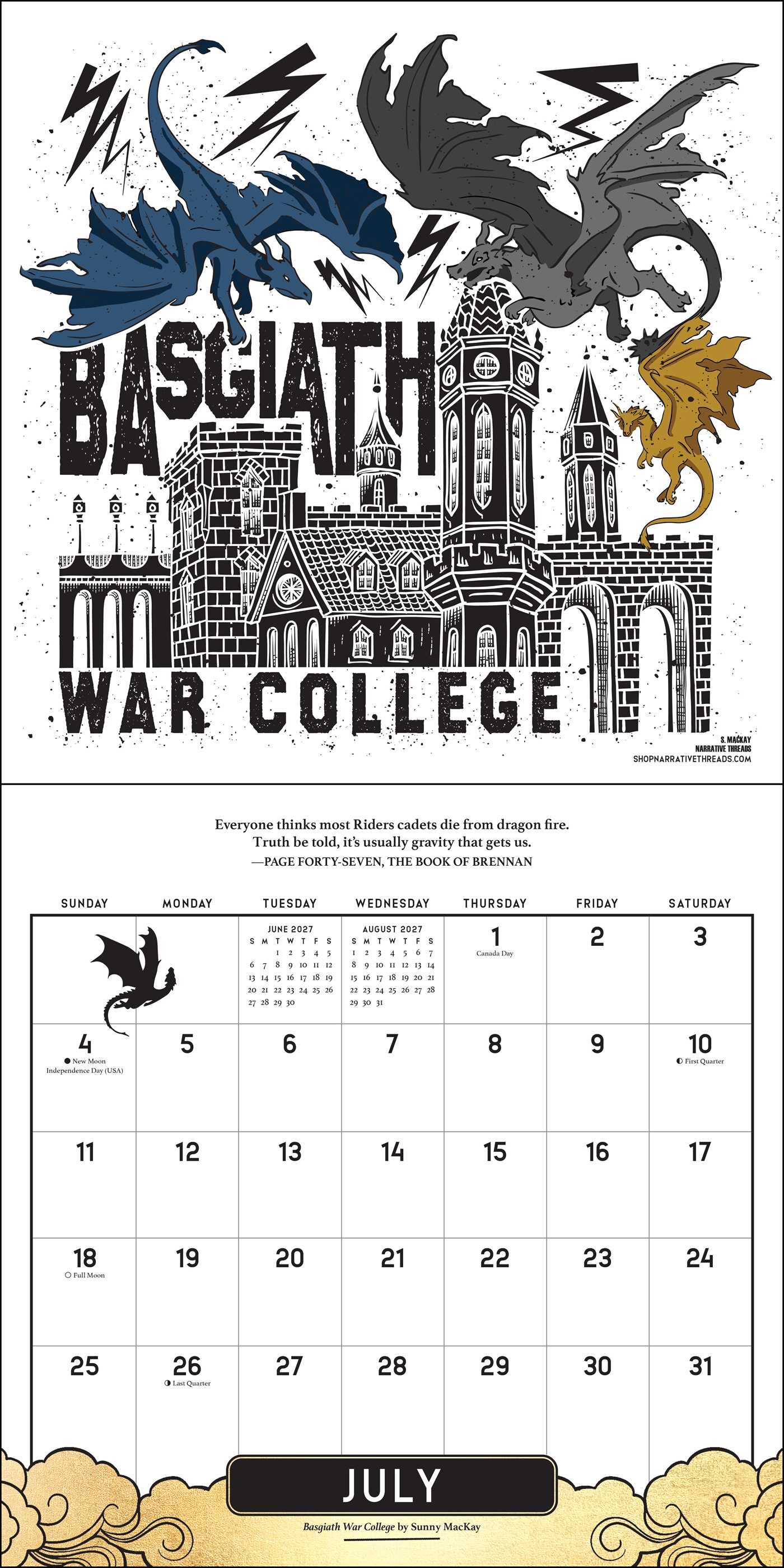 Fourth Wing Officially Licensed Fan Art 2027 Wall Calendar