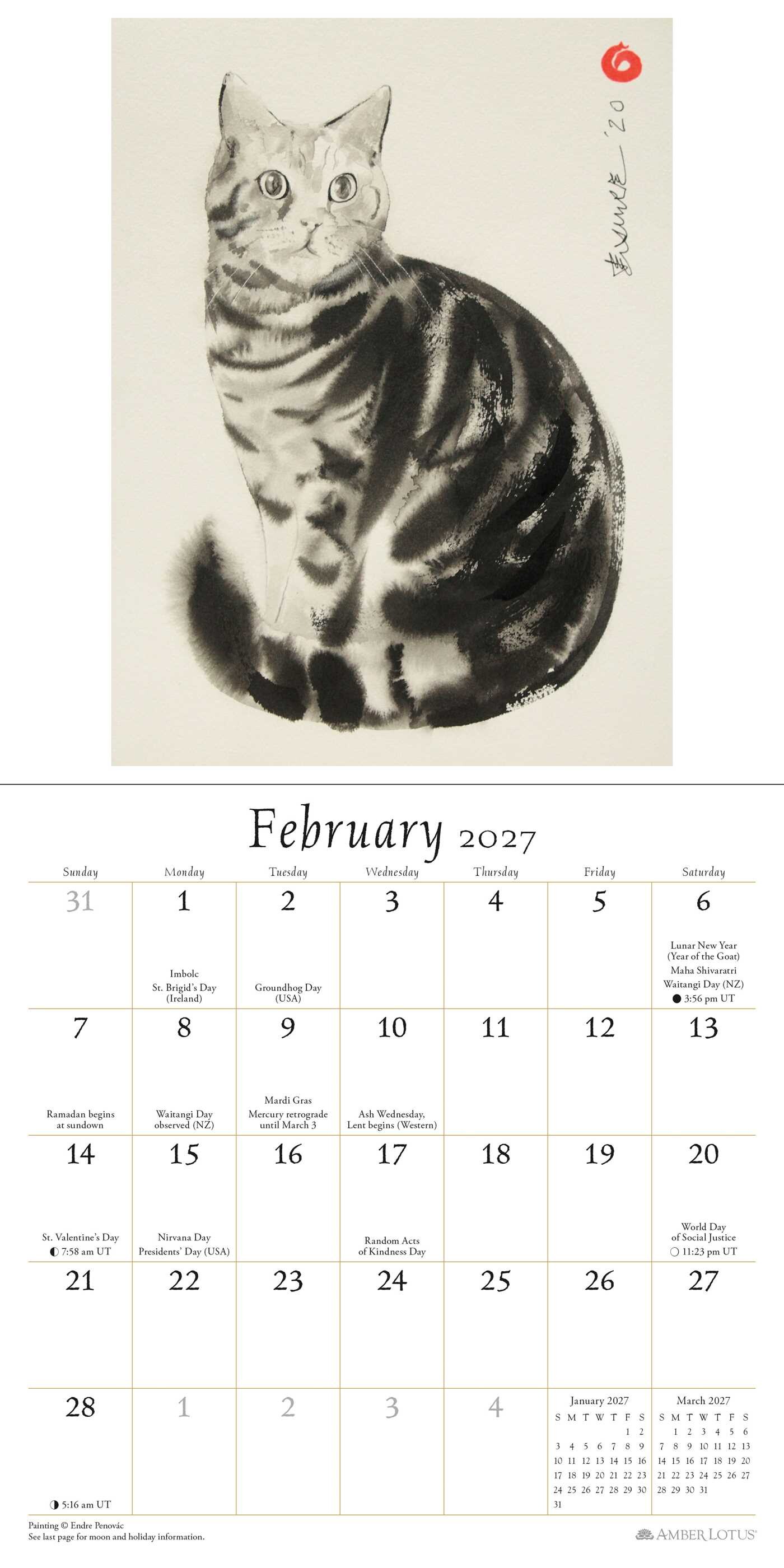 Artful Cat 2027 Mini Wall Calendar