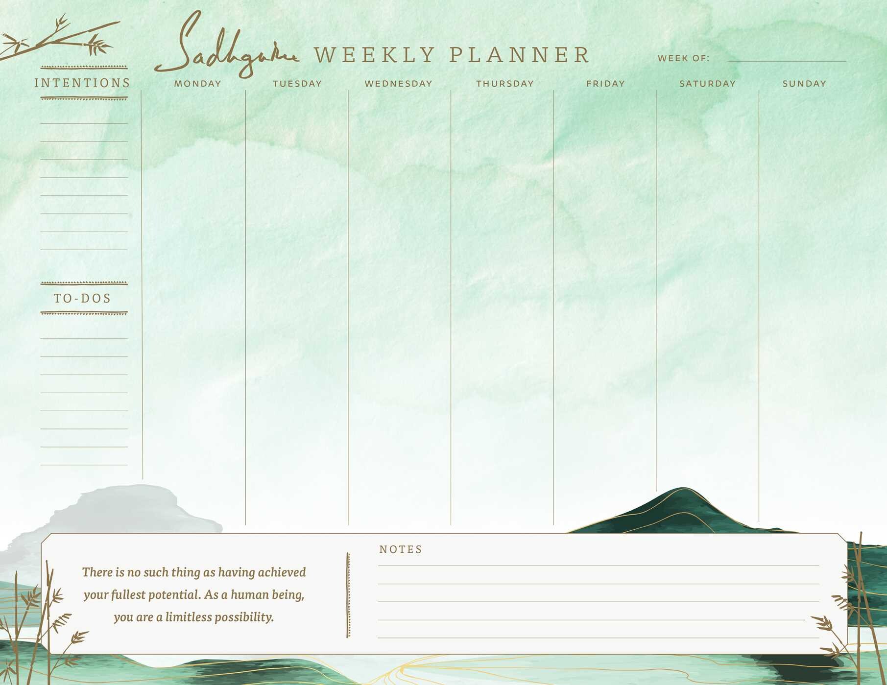 Sadhguru Weekly Planner Notepad
