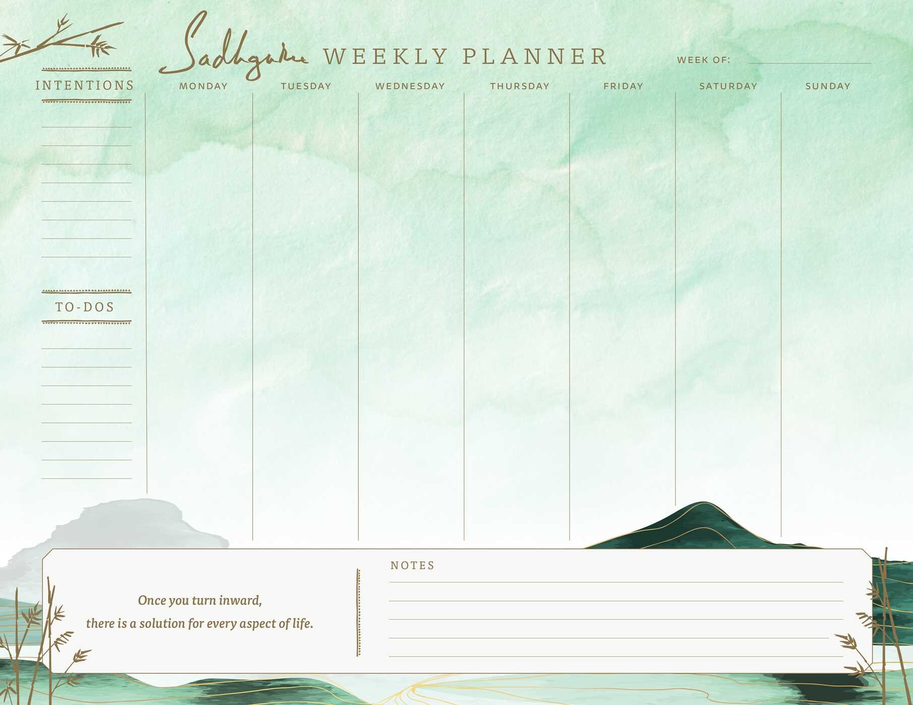 Sadhguru Weekly Planner Notepad