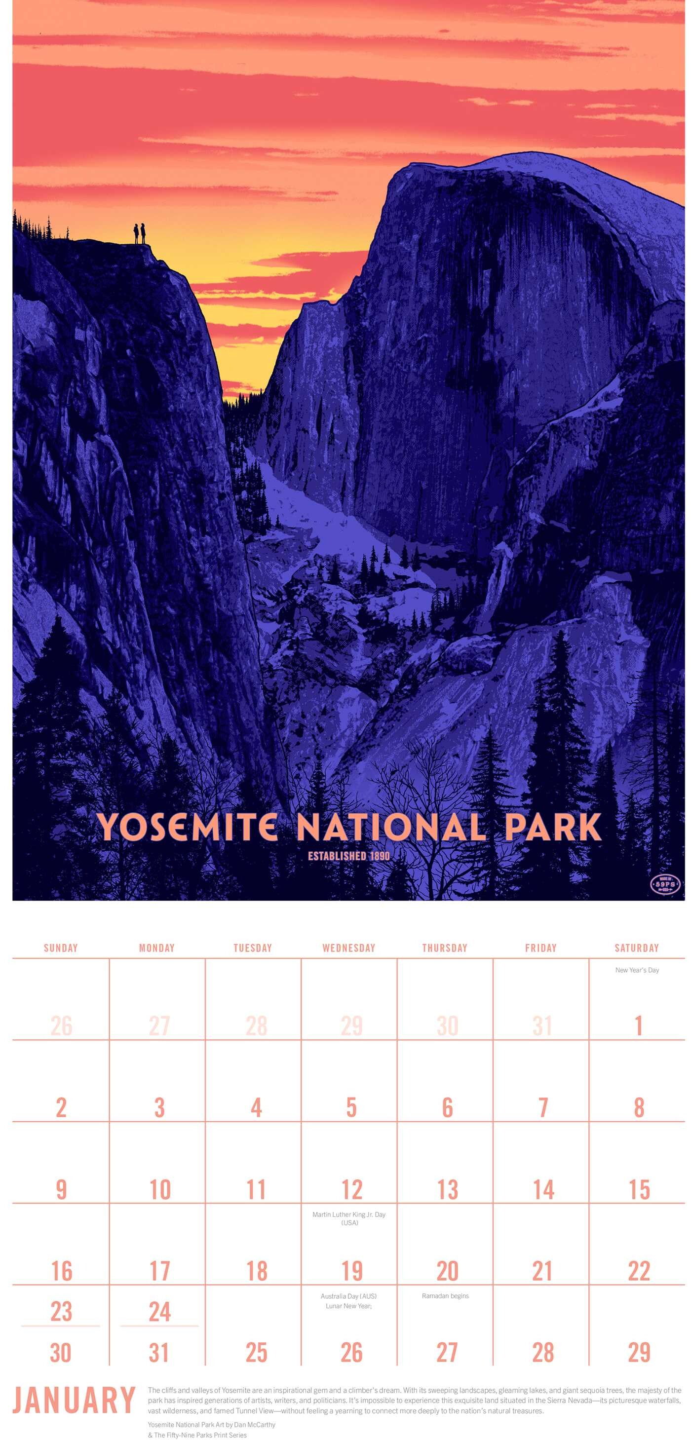 2028 The Art of the National Parks Wall Calendar