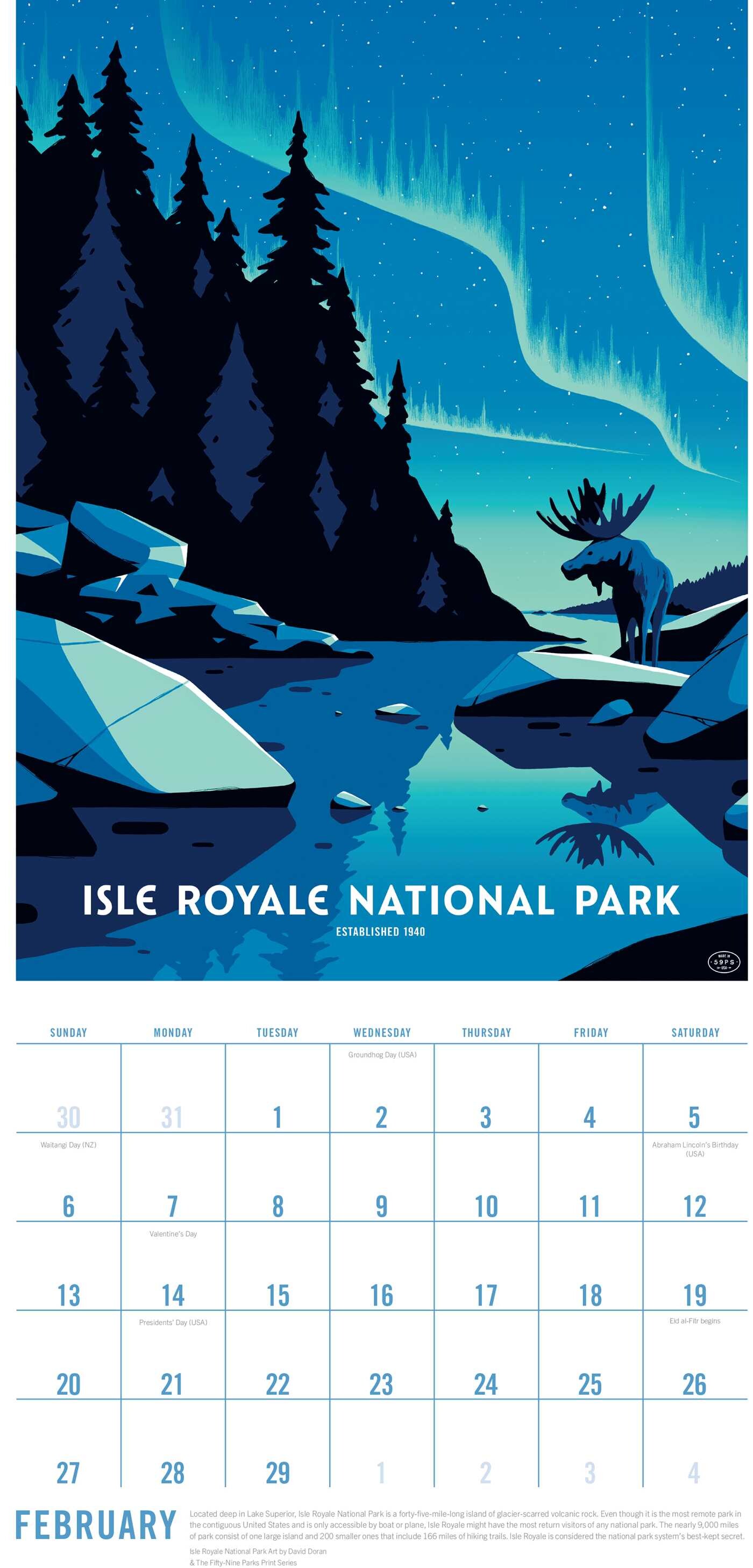 2028 The Art of the National Parks Wall Calendar