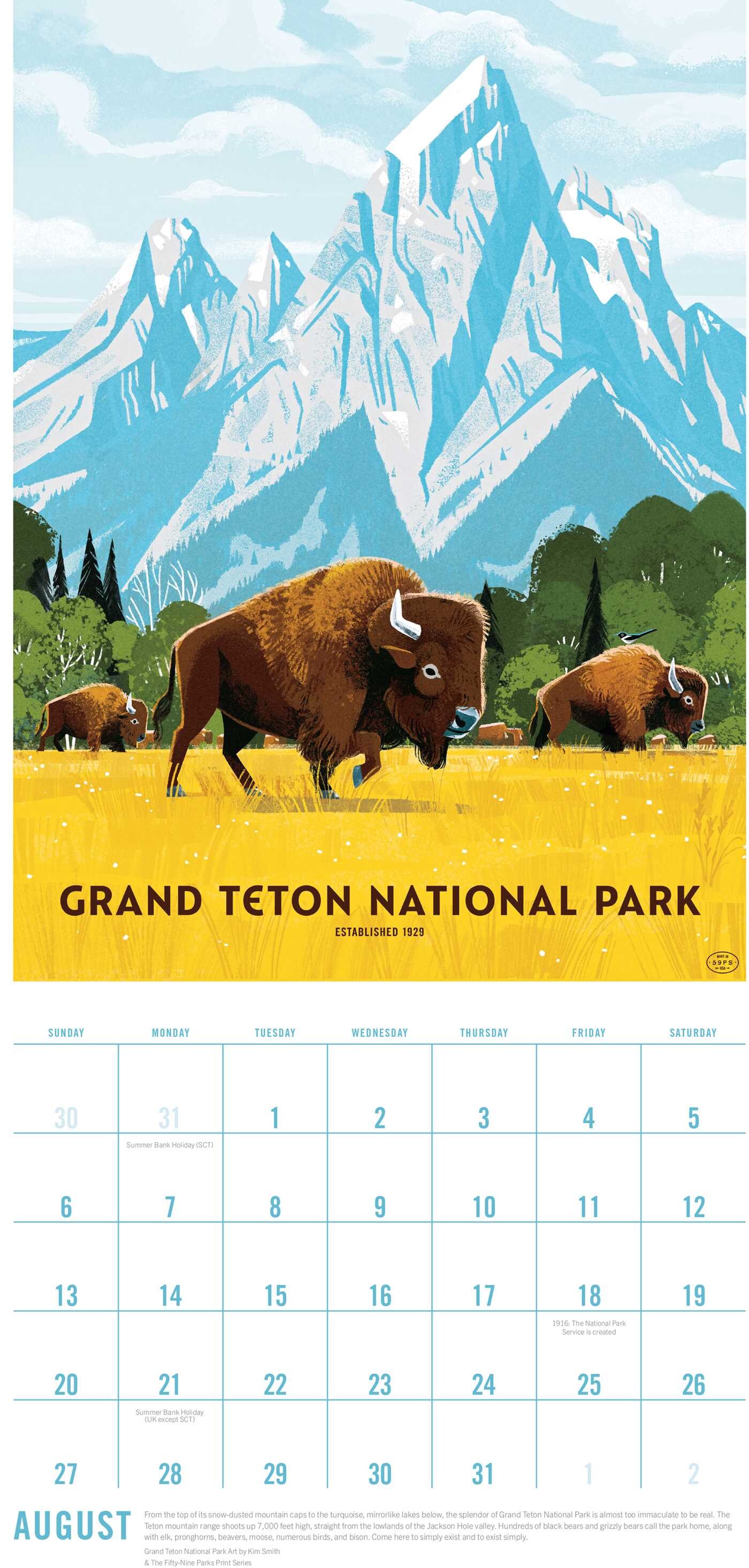 2028 The Art of the National Parks Wall Calendar